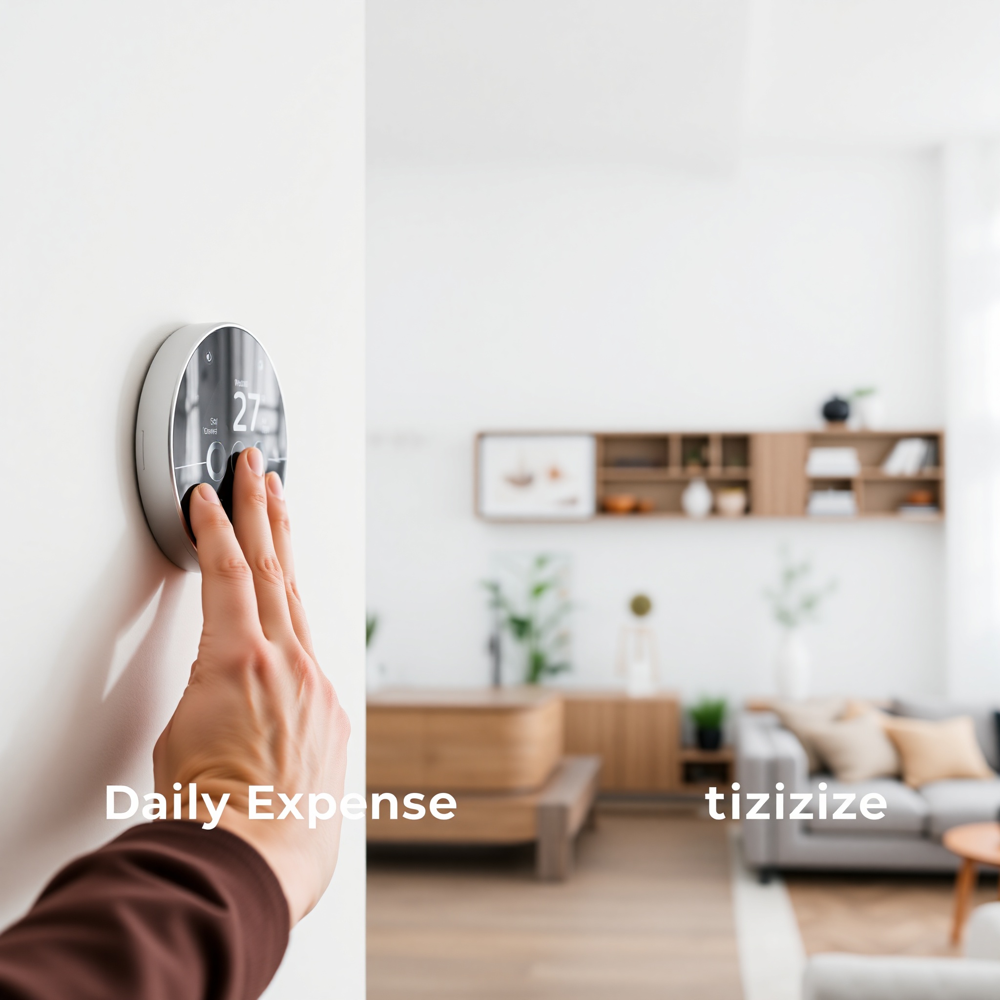 Professional photo of person adjusting home thermostat to optimize heating efficiency in modern Canadian residence